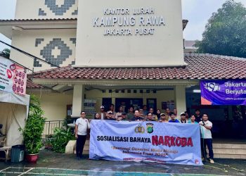 Bhabinkamtibmas Kampung Rawa Menghadiri Kegiatan Sosialisasi P4GN Oleh Sat Reserse Narkoba Polres Metro Jakarta Pusat