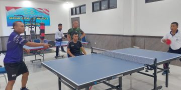 Jaga Stamina dan Kebugaran Fisik, Satlinlamil 3 Gelar Kejuaraan Tenis Meja