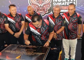 DANLANTAMAL I HADIRI PERESMIAN LAPANGAN TEMBAK GINEUNG PRATIDINA SATBRIMOB POLDA SUMUT DAN PEMBUKAAN NORTH SUMATERA SHOOTING CHAMPIONSHIP KAPOLDA CUP 2024