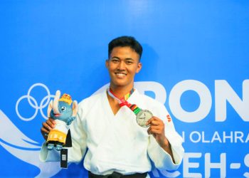 PRAJURIT LANTAMAL I RAIH MEDALI PERAK CABANG OLAHRAGA JUDO PADA PON XXI ACEH-SUMUT TAHUN 2024