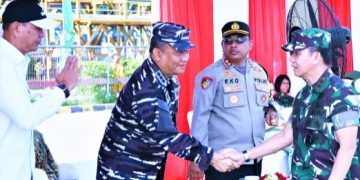 DANLANTAMAL I HADIRI UPACARA PENYAMBUTAN SATGAS YONIF/SMB TAHUN 2023-2024