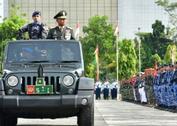 Suksesi Kepemimpinan Nasional, Lanal Dumai Gelar Upacara HUT Ke-79 TNI Tahun 2024 Bersama Forkopimda Riau