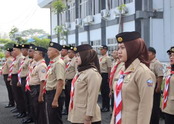 Tingkatkan Semangat Bela Negara dan Cinta Tanah Air, Lantamal I Gelar Apel Gabungan Pramuka Saka Bahari Kwarda Sumut Tahun 2025